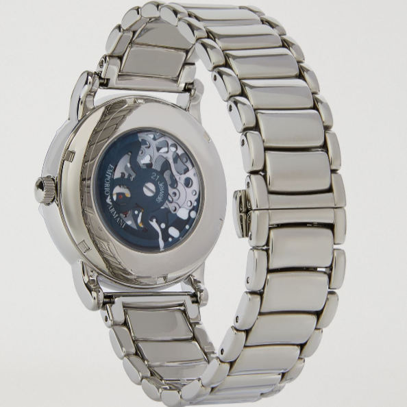  Shop Authentic Emporio Armani Meccanico Automatic Silver Dial Silver Steel Strap Watch for Men - AR60006 - Luxxuri