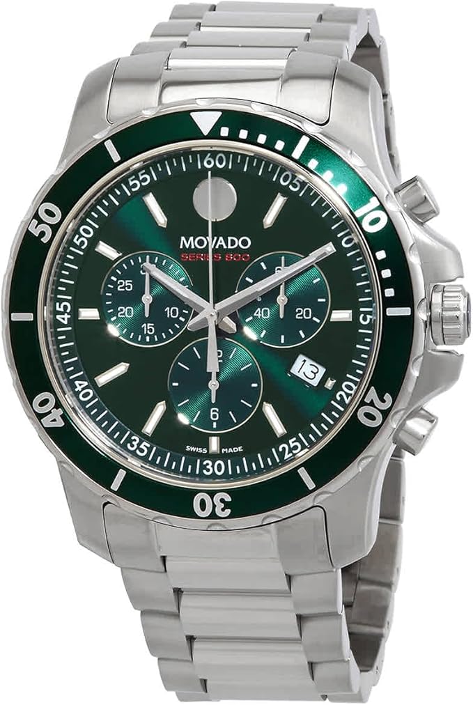  Shop Authentic Movado Series 800 Chronograph Green Dial Silver Steel Strap Watch for Men - 2600179 - Luxxuri