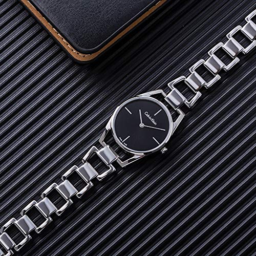  Shop Authentic Calvin Klein Dainty Black Dial Silver Steel Strap Watch for Women - K7L23141 - Luxxuri