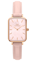  Shop Authentic Daniel Wellington Quadro Pressed Mother of Pearl Pink Dial Pink Leather Strap Watch For Women - DW00100508 - Luxxuri