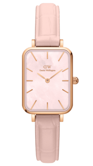  Shop Authentic Daniel Wellington Quadro Pressed Mother of Pearl Pink Dial Pink Leather Strap Watch For Women - DW00100508 - Luxxuri