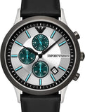  Shop Authentic Emporio Armani Renato Chronograph Silver Dial Black Leather Strap Watch for Men - AR11473 - Luxxuri