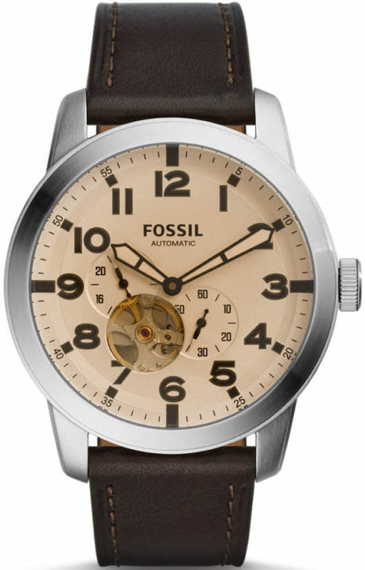  Shop Authentic Fossil Pilot 54 Automatic Cream Dial Brown Leather Strap Watch for Men - ME3119 - Luxxuri