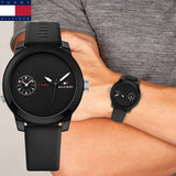  Shop Authentic Tommy Hilfiger Denim Black Dial Black Rubber Strap Watch for Men - 1791326 - Luxxuri