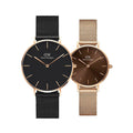  Shop Authentic Daniel Wellington Petite Amber Brown Dial Gold Mesh Strap Watch For Women - DW00100476 - Luxxuri