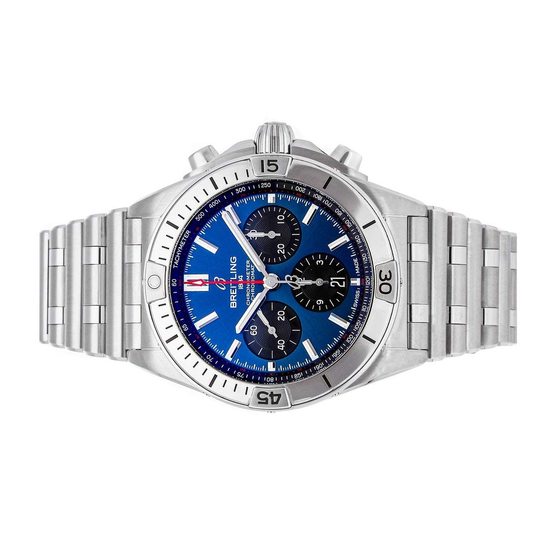  Shop Authentic Breitling Chronomat B01 42mm Blue Dial Silver Steel Strap Watch for Men - AB0134101C1A1 - Luxxuri