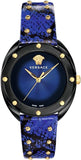  Shop Authentic Versace Shadov Quartz Black Dial Blue Leather Strap Watch for Men - VEBM00418 - Luxxuri