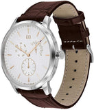 Shop Authentic Tommy Hilfiger Brad Chronograph White Dial Brown Leather Strap Watch For Men - 1710389 - Luxxuri