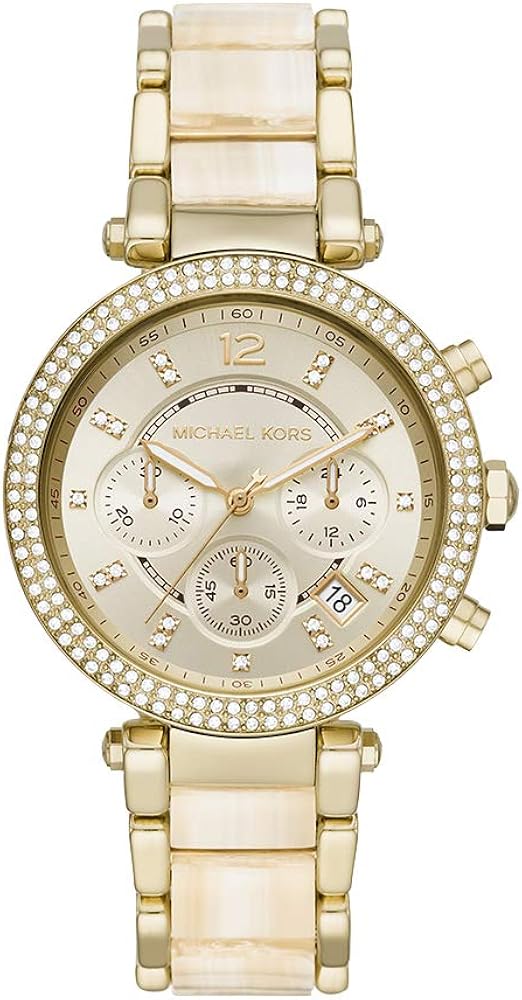  Shop Authentic Michael Kors Parker Chronograph Gold Dial Gold Steel Strap Watch For Women - MK6831 - Luxxuri
