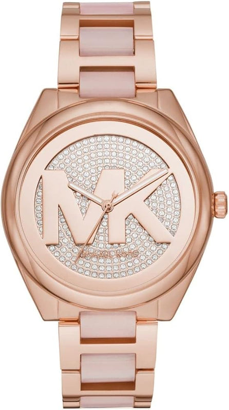  Shop Authentic Michael Kors Janelle Three Hand Rose Gold Dial Two Tone Steel Strap Watch For Women - MK7089 - Luxxuri