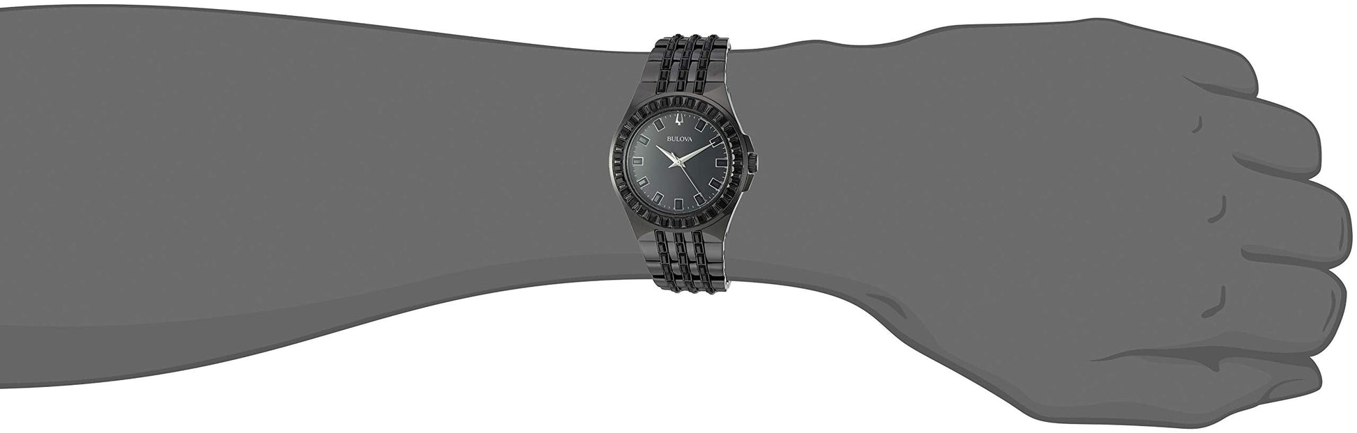  Shop Authentic Bulova Crystal Collection Phantom Black Dial Black Steel Strap Watch for Men - 98A240 - Luxxuri