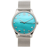  Shop Authentic Gucci G-Timeless Turquiose Mother of Pearl Dial Silver Mesh Bracelet Watch For Women - YA1264039 - Luxxuri