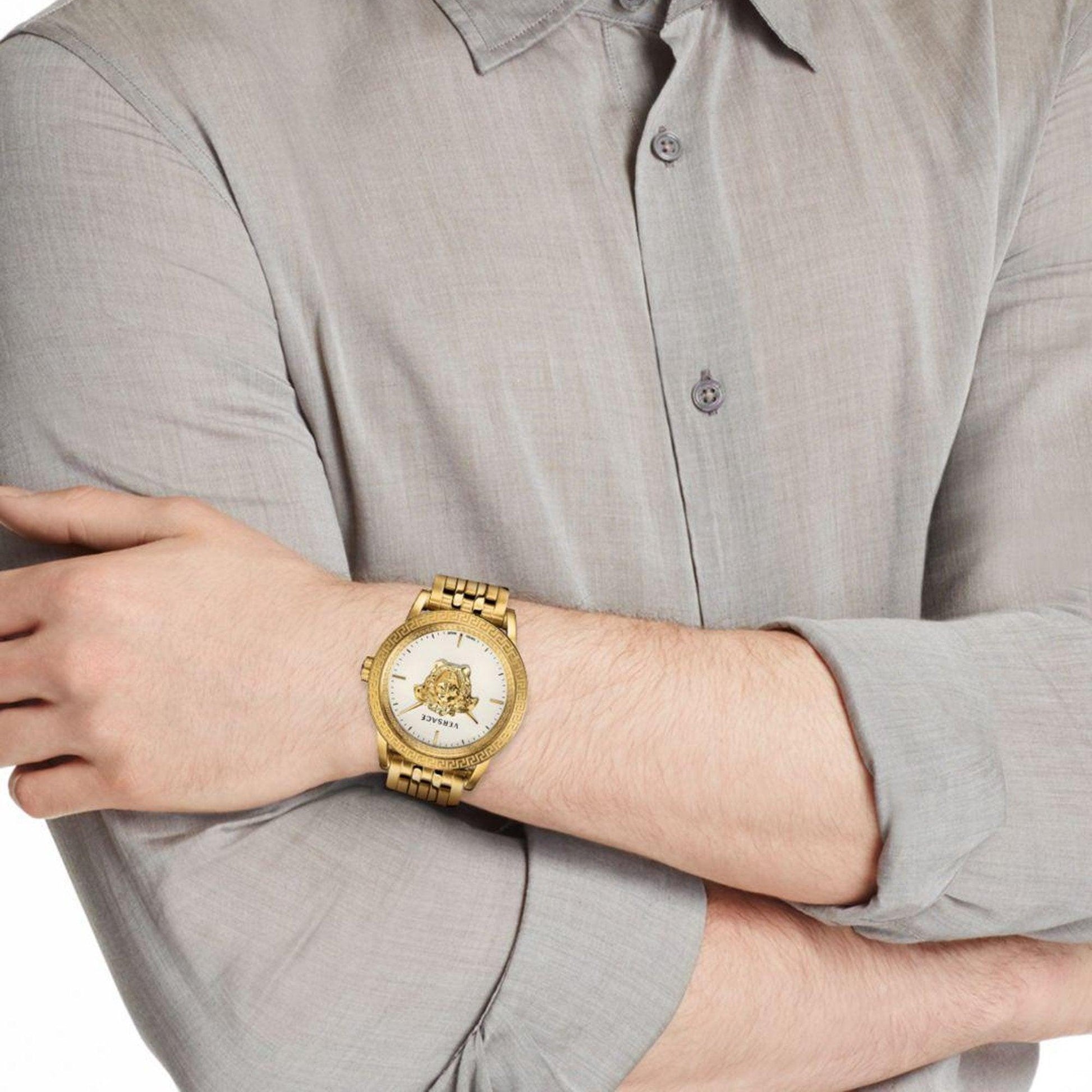  Shop Authentic Versace Palazzo Empire White Dial Gold Steel Strap Watch for Men - VERD00318 - Luxxuri