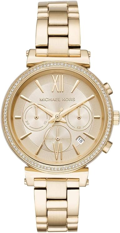  Shop Authentic Michael Kors Sofie Chronograph Quartz Gold Dial Gold Steel Strap Watch For Women - MK6559 - Luxxuri
