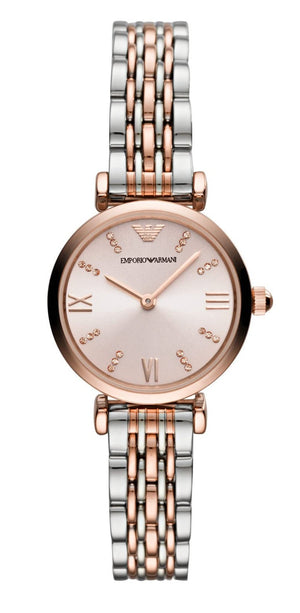  Shop Authentic Emporio Armani Gianni T Bar Pink Dial Two Tone Steel Strap Watch For Women - AR11223 - Luxxuri