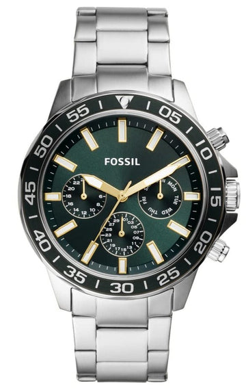  Shop Authentic Fossil Bannon Chronograph Green Dial Silver Steel Strap Watch for Men - BQ2492 - Luxxuri