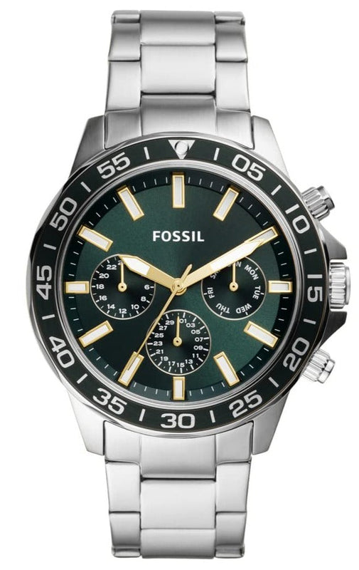  Shop Authentic Fossil Bannon Chronograph Green Dial Silver Steel Strap Watch for Men - BQ2492 - Luxxuri
