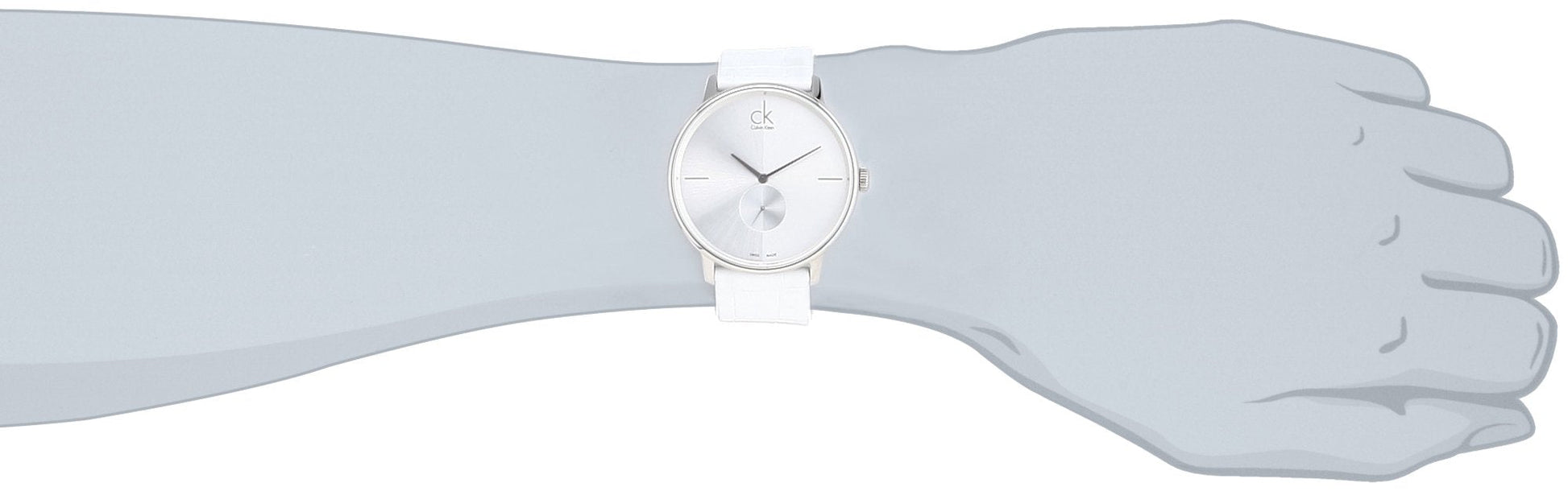  Shop Authentic Calvin Klein Accent Silver Dial White Leather Strap Watch for Women - K2Y211K6 - Luxxuri