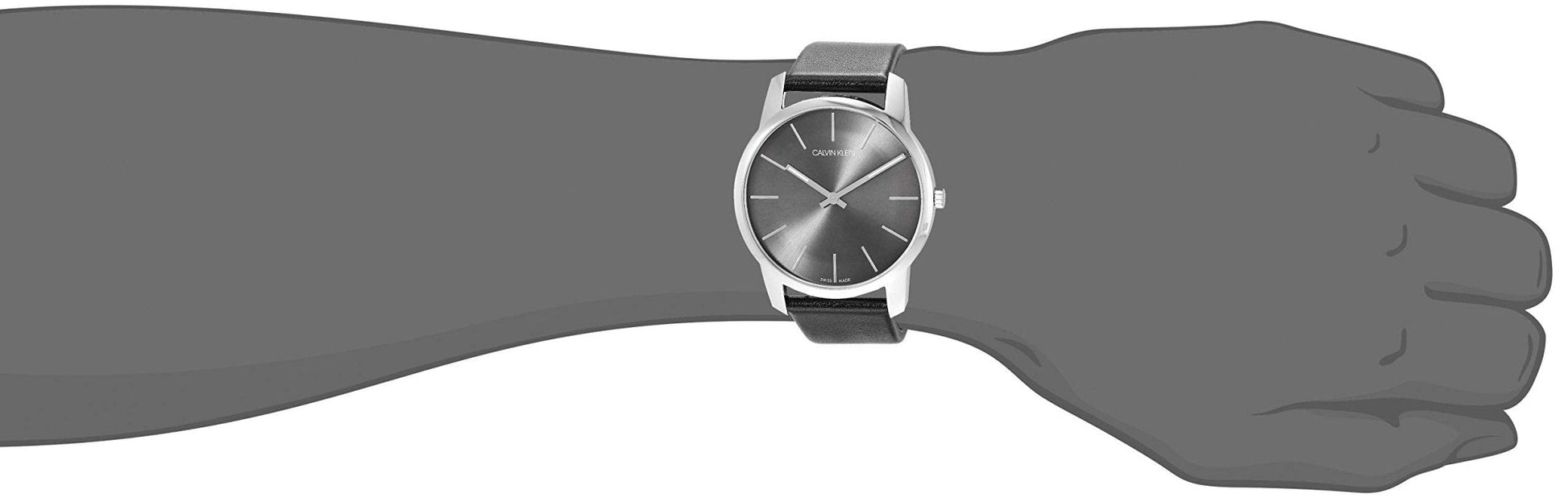  Shop Authentic Calvin Klein City Grey Dial Black Leather Strap Watch For Men - K2G21107 - Luxxuri