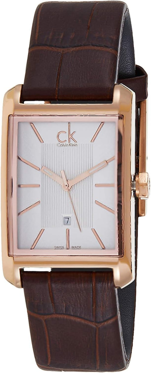  Shop Authentic Calvin Klein Window White Dial Brown Leather Strap Watch for Women - K2M23620 - Luxxuri