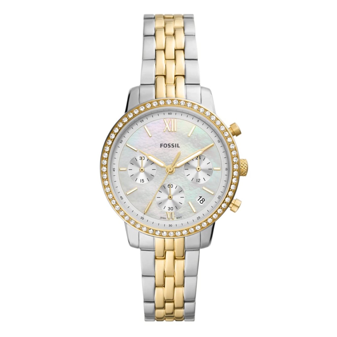  Shop Authentic Fossil Neutra Chronograph Mother of Pearl White Dial Two Tone Steel Strap Watch for Women - ES5216 - Luxxuri