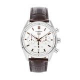  Shop Authentic Tag Heuer Carrera Chronograph White Dial Brown Leather Strap Watch for Men - CBN2013.FC6483 - Luxxuri