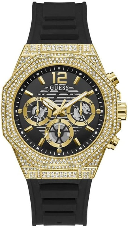  Shop Authentic Guess Momentum Chronograph Diamonds Black Dial Black Silicone Strap Watch For Men - GW0518G2 - Luxxuri