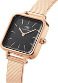  Shop Authentic Daniel Wellington Quadro Studio Black Dial Rose Gold Mesh Strap Watch For Women - DW00100518 - Luxxuri