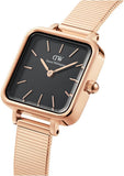  Shop Authentic Daniel Wellington Quadro Studio Black Dial Rose Gold Mesh Strap Watch For Women - DW00100518 - Luxxuri