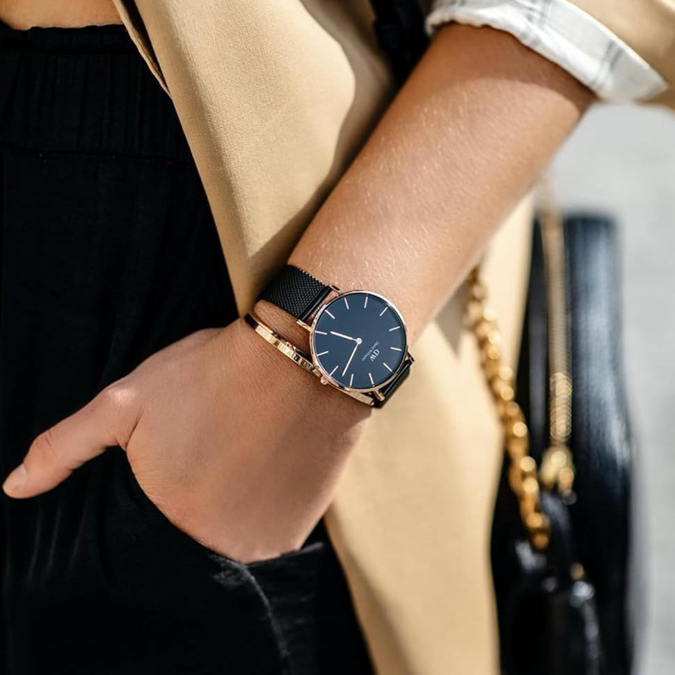  Shop Authentic Daniel Wellington Petite Ashfield Black Dial Black Mesh Bracelet Watch Watch For Women - DW00100201 - Luxxuri