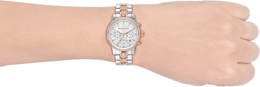  Shop Authentic Michael Kors Ritz Chronograph Silver Dial Two Tone Steel Strap Watch For Women - MK6938 - Luxxuri