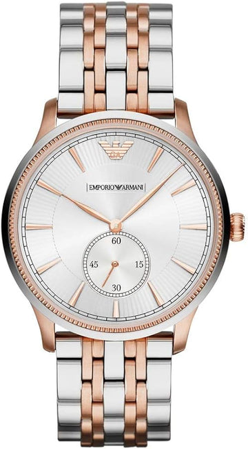  Shop Authentic Emporio Armani Classic Silver Dial Two Tone Steel Strap Watch For Men - AR1839 - Luxxuri