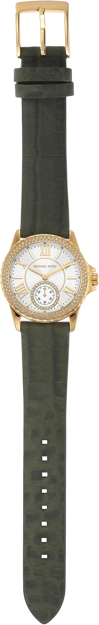  Shop Authentic Michael Kors Mini Everest Crystals White Dial Green Leather Strap Watch for Women - MK4720 - Luxxuri