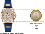  Shop Authentic Guess Queen Quartz Crystals Rose Gold Dial Blue Silicone Strap Watch For Women - GW0536L5 - Luxxuri