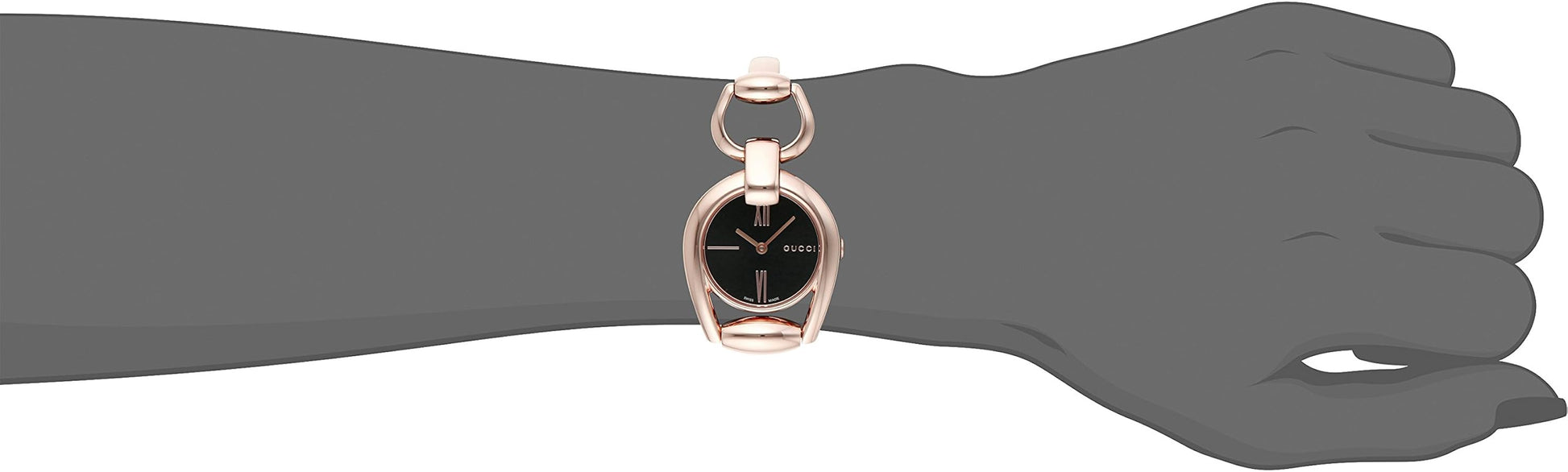  Shop Authentic Gucci Horsebit Collection Black Dial Rose Gold Steel Strap Watch For Women - YA139507 - Luxxuri