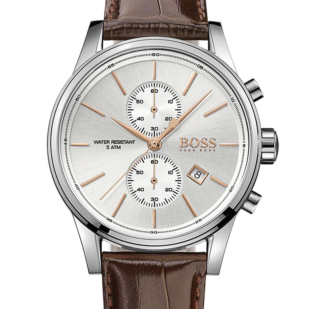  Shop Authentic Hugo Boss Jet White Dial Brown Leather Strap Watch for Men - 1513280 - Luxxuri