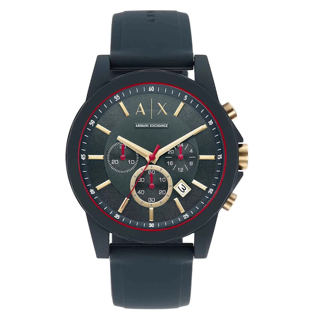  Shop Authentic Armani Exchange Outerbanks Chronograph Blue Dial Blue Silicone Strap Watch For Men - AX1335 - Luxxuri