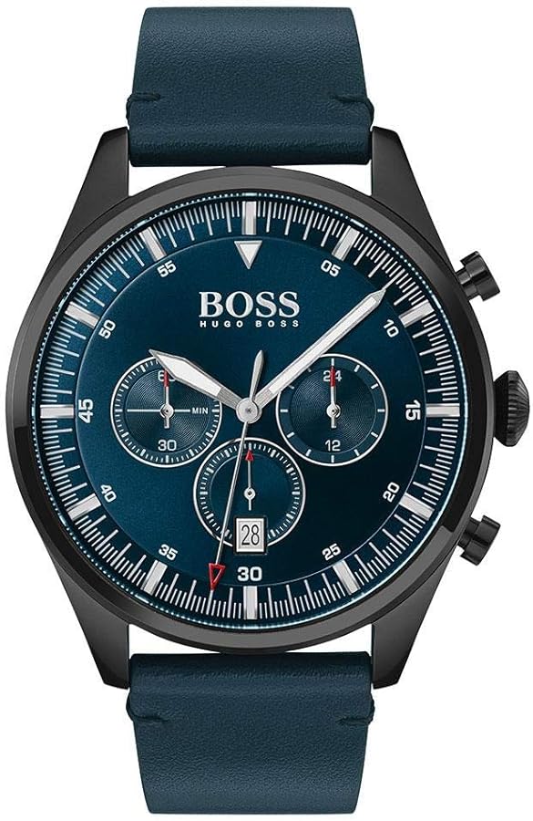  Shop Authentic Hugo Boss Pioneer Quartz Blue Dial Blue Leather Strap Watch For Men - 1513711 - Luxxuri