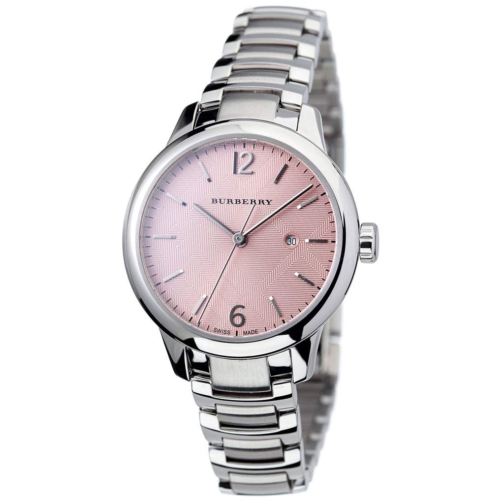  Shop Authentic Burberry The Classic Pink Dial Silver Steel Strap Watch for Women - BU10111 - Luxxuri