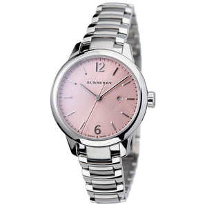  Shop Authentic Burberry The Classic Pink Dial Silver Steel Strap Watch for Women - BU10111 - Luxxuri