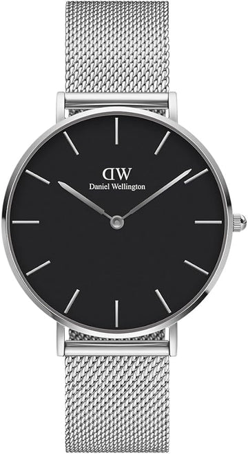  Shop Authentic Daniel Wellington Petite Sterling Black Dial Silver Mesh Bracelet Watch For Women - DW00100218 - Luxxuri