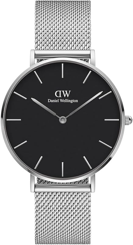 Shop Authentic Daniel Wellington Petite Sterling Black Dial Silver Mesh Bracelet Watch For Women - DW00100218 - Luxxuri