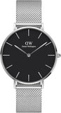  Shop Authentic Daniel Wellington Petite Sterling Black Dial Silver Mesh Bracelet Watch For Women - DW00100218 - Luxxuri