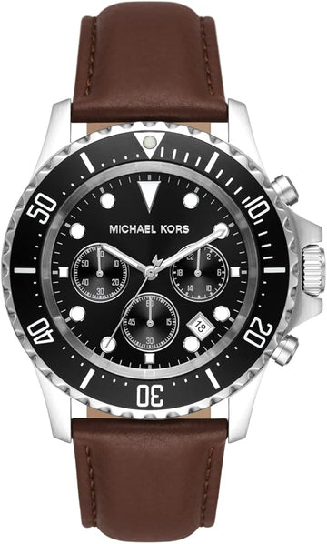  Shop Authentic Michael Kors Everest Chronograph Black Dial Brown Leather Strap Watch For Men - MK9054 - Luxxuri