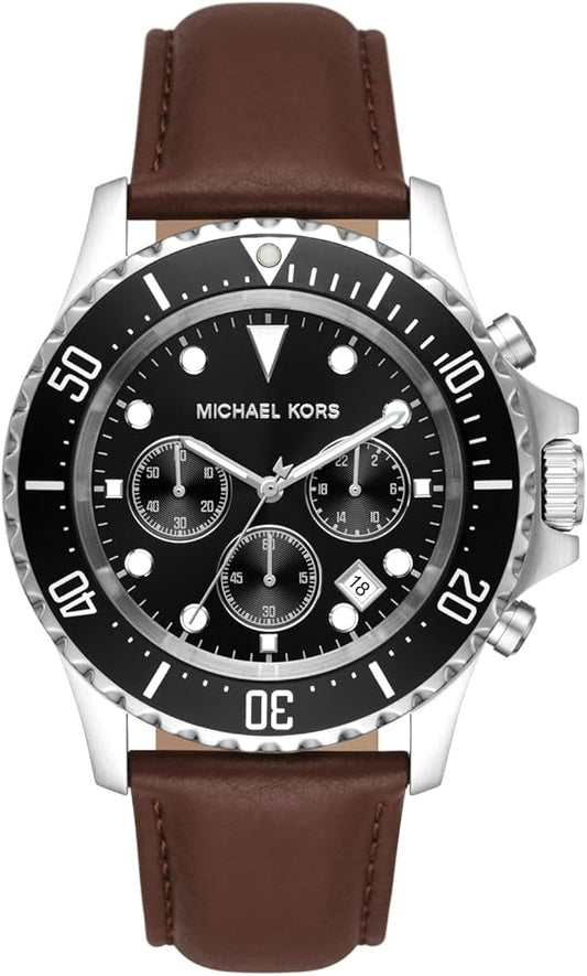  Shop Authentic Michael Kors Everest Chronograph Black Dial Brown Leather Strap Watch For Men - MK9054 - Luxxuri