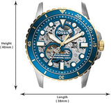  Shop Authentic Fossil FB-01 Automatic Skeleton Blue Dial Two Tone Steel Strap Watch for Men - ME3191 - Luxxuri