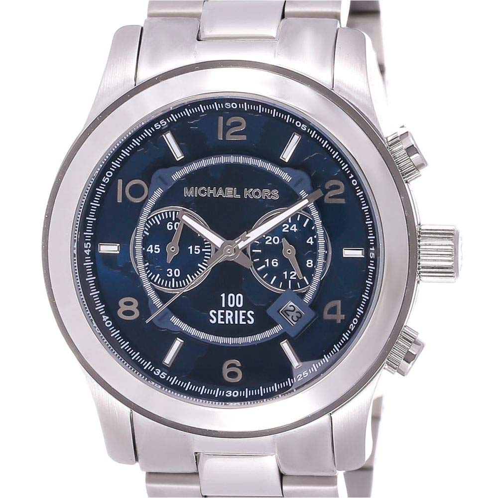  Shop Authentic Michael Kors Stop Hunger Chronograph Blue Dial Silver Steel Strap Watch for Men - MK8314 - Luxxuri