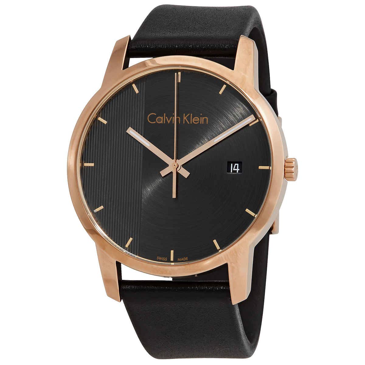  Shop Authentic Calvin Klein City Quartz Grey Dial Black Leather Strap Watch for Men - K2G2G6C3 - Luxxuri