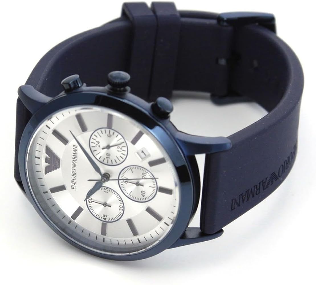  Shop Authentic Emporio Armani Renato Chronograph Silver Dial Blue Silicone Strap Watch For Men - AR11026 - Luxxuri