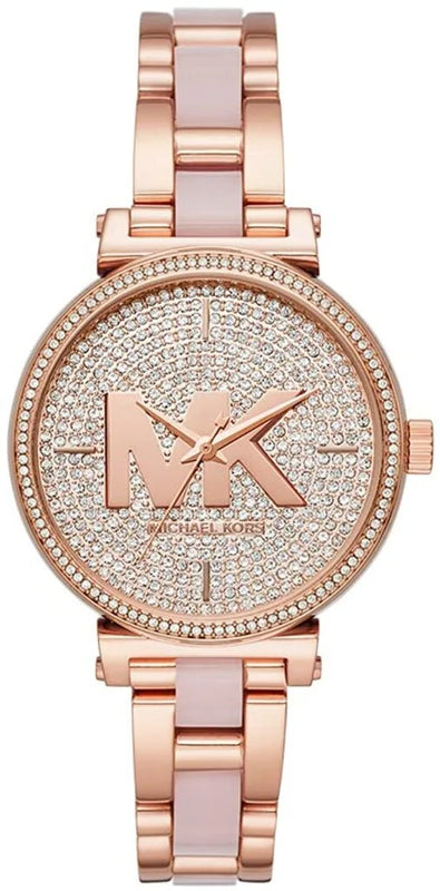  Shop Authentic Michael Kors Sofie Quartz Crystals Crystals Rose Gold Dial Rose Gold Steel Strap Watch For Women - MK4336 - Luxxuri